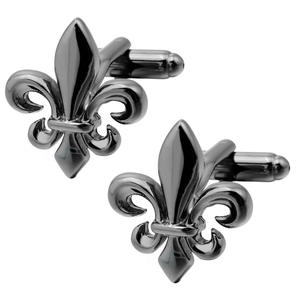 Gemelos de metal plateado chapado en oro rosa bronce negro flor de lis para hombres para boda regalo de fiesta de negocios - Product Image 4