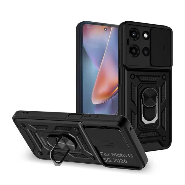 Ring Kickstand Slide Camera Window Lens Protection Mobile Phone Cases for Motorola G Play Stylus Power 5G 2026 Back Cover