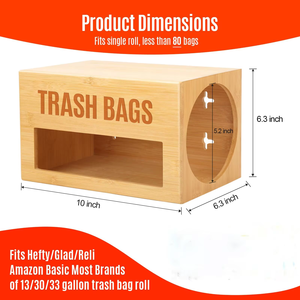 Soporte para bolsa de basura de bambú, soporte dispensador, organizador de bolsas de basura de cocina, montado en la pared, debajo del fregadero, estante de almacenamiento, Organizador - Product Image 5
