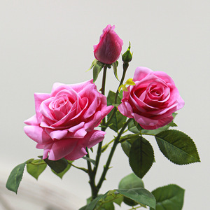 Flores Artificiales de Loto y Rosa de Tres Cabezas con Tacto Realista, Hidratantes, para Decoración del Hogar y Bodas - Product Image 4