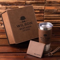 Set hadiah Tumbler anggur 20oz, Set hadiah cangkir Tumbler baja tahan karat dengan gantungan kunci dompet dan alas