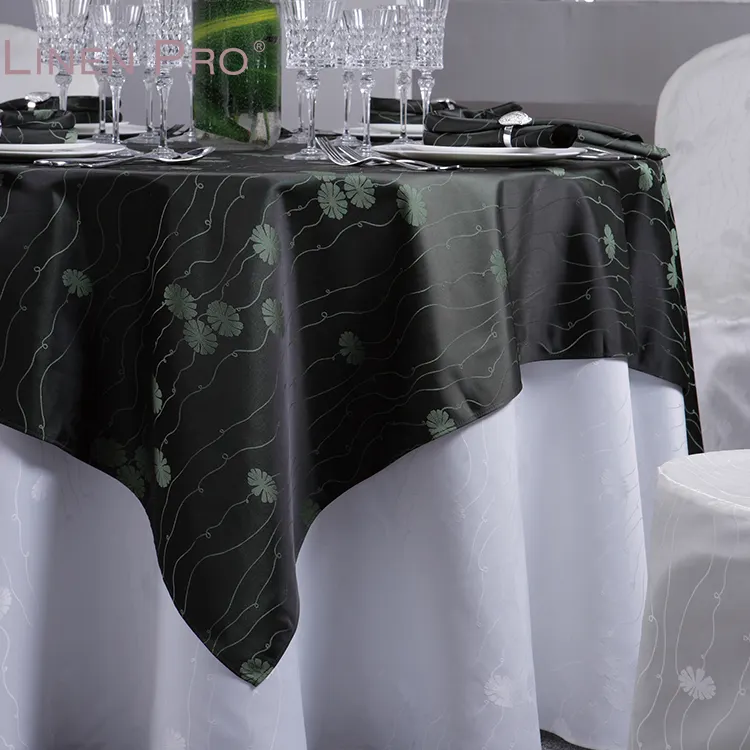 Benutzer definierte Stickerei Elegante Phantasie Baumwolle Weiß Runde Tischdecke Hotel Leinen Tischdecke