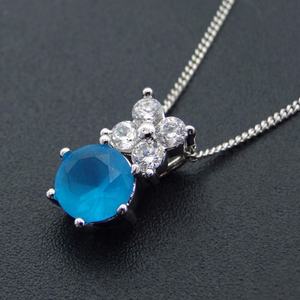 Vente flash - Pendentif rond en argent sterling 925 avec pierre interchangeable, zircon bleu clair pour femme - Product Image 3