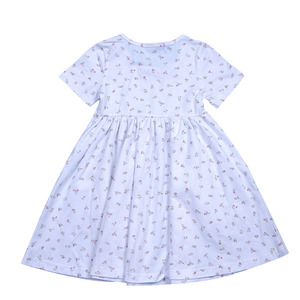 Nuovo Design abito Midi a maniche corte in maglia <span class=keywords><strong>di</strong></span> <span class=keywords><strong>cotone</strong></span> Casual con tasche anteriori rotonde con stampa floreale <span class=keywords><strong>per</strong></span> bambine - Product Image 2