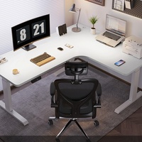 Bureau debout électrique moderne en L à double moteur, mobile, pour la maison, le gaming et le bureau, capacité de charge 100 kg
