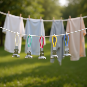 Pinces à tissus Metaltex, 5 pièces, en métal avec boucles colorées, pour usage comme pinces à linge - Product Image 3