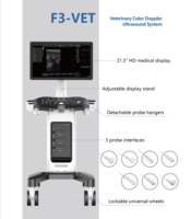 Appareil d'échographie Doppler couleur Hengfei F3 VET pour cliniques vétérinaires, écran 21,5 pouces, 3 ports de sonde