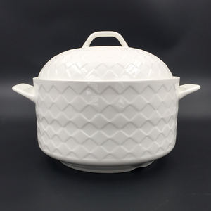 Vente en gros, promotion exceptionnelle, acceptation des commandes personnalisées, grand pot à soupe en céramique <span class=keywords><strong>blanche</strong></span>, nouveau modèle, 3-4L - Product Image 1