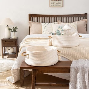 Cestas Tejidas al por Mayor para Organizar el Dormitorio, Armario, Cesto de Ropa Sucia para Bebés, Cesto Plegable para Organizar Juguetes de Tela, Cesta de Cuerda de Algodón - Product Image 6