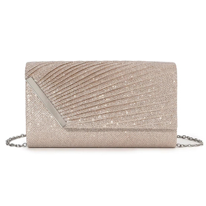 Bolso de Mano Elegante con Diseño de Lujo, Tira Metálica Cuadrada y Pliegues, para Mujer, Brillante, Tipo Sobre, de Alta Calidad, para Bodas y Eventos - Product Image 2