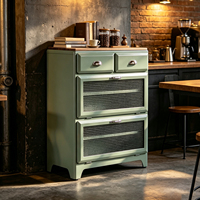 Armoire de rangement industrielle en métal, entièrement en acier, 2 tiroirs, 2 portes vitrées, buffet pour cuisine, salle à manger, salon, chambre à coucher