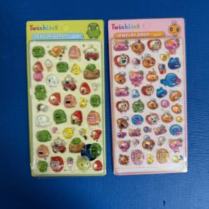 Adesivi Solidi per Bambini, Carte Decorative 3D in Rilievo con Cristalli, Cartoni Animati Carini Stile Tamagotchi - Product Image 4