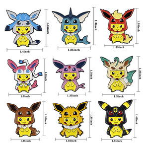 9 badges en métal émaillé peints, style cosplay Pikachu mignon, pour la décoration de sacs à dos et de vêtements - Product Image 3