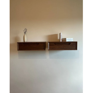 Cajón <span class=keywords><strong>de</strong></span> alta calidad con mesita <span class=keywords><strong>de</strong></span> <span class=keywords><strong>noche</strong></span> Juego <span class=keywords><strong>de</strong></span> 2 Mesita <span class=keywords><strong>de</strong></span> <span class=keywords><strong>noche</strong></span> rústica única montada en la <span class=keywords><strong>pared</strong></span> flotante - Product Image 2