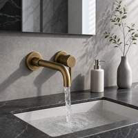 Robinet de salle de bain mural anti-traces de doigts AMAXO, luxueux, pour lavabo, eau chaude et froide