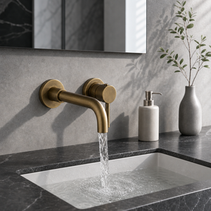 Robinet de salle de bain mural anti-traces de doigts <span class=keywords><strong>AMAXO</strong></span>, luxueux, pour lavabo, eau chaude et froide - Product Image 5