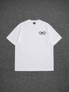 เสื้อยืดโอเวอร์ไซส์สีดำ ผ้าฝ้าย คอกลม แขนสั้น พิมพ์ลายโลโก้ด้วยเทคนิคซิลค์สกรีน ทรงหลวม สไตล์สตรีทแวร์ - Product Image 2