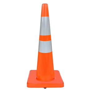Cône de signalisation routière Wesure, hauteur 700 mm, base 37 cm, design fin, PVC, orange réfléchissant - Product Image 3