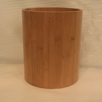 Poubelle ronde en bois élégante et durable avec couvercle, écologique et portable, pour le recyclage domestique et l'élimination des déchets ménagers