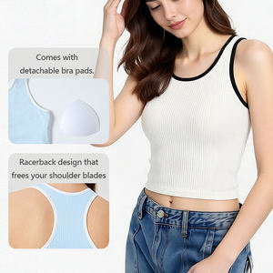 <span class=keywords><strong>Tops</strong></span> Deportivos para Mujer, Camisetas sin Mangas con Espalda Cruzada, Camisetas sin Costuras para Mujer - Yoga, Ejercicio, Gimnasio, Camisola Deportiva, Camisetas sin Mangas - Product Image 4