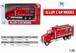 Modellino di Camion dei Pompieri in Lega TR, Scala 1:36, Trazione 6X4, Veicolo di Emergenza Giocattolo - Product Image 1