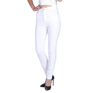 Пользовательские белые цветные эластичные узкие облегающие джинсы с высокой талией для женщин