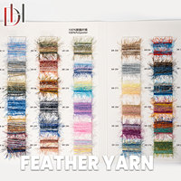 Fil à plumes 1/11NM 100% polyester, poils longs et duveteux, couleurs automnales mélangées pour le tricot de pulls et d'écharpes