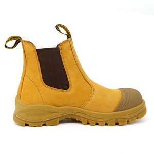 Chaussures de sécurité jaunes en cuir nubuck antidérapantes, résistantes à l'huile, semelle en caoutchouc PU, embout en fibre de verre anti-perforation, sans lacets - Product Image 4