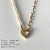 eManco Fermoir Cœur Creux en Or 14K en Acier Inoxydable pour Fabrication de Bijoux DIY