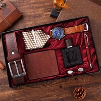Set de Regalo de Lujo para Hombre Éxito de Ventas IStapromo Gifts con Pluma, Corbata, Cinturón, Cartera y Reloj de Pulsera para Hombre con Correa de Cuero para Negocios
