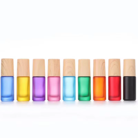 Bouteilles à bille en verre vides en gros 5ml 10ml rechargeables pour parfum et huiles essentielles, avec sérigraphie, bouchon en bambou et acier inoxydable