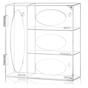 Acrylic Ziplock Bag Storage Organizer Food Storage Bag Holder and Dispenser for Kitchen Drawer
