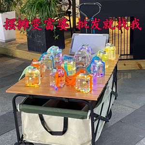 Pecera Cuadrada Luminosa de 500ml con Luz LED y Decoraciones para Puesto de Mercado Nocturno - Product Image 4