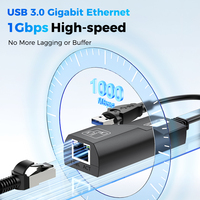 Adaptador USB a Ethernet Gigabit 1000Mbps USB-A RJ45 para Laptop, PC y Consola