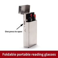 Lunettes de lecture pliantes légères de haute qualité cadre en métal gris étui Anti-lumière bleue Portable pour hommes et femmes lecteurs