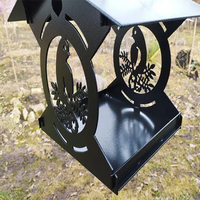 Mangeoire surélevée pour oiseaux JH-Mech, design géométrique, pose stable sur le sol, en acier au carbone résistant à la rouille, pour extérieur, avec poteau