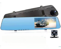 Kamera Dash Cam Mobil Grosir Full HD 1080P Lensa Ganda 4.5 inci Kamera DVR Mobil dengan Kaca Spion dan Penglihatan Malam