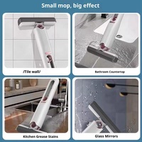 Mini serpillière portable de bureau, serpillière à éponge manuelle pliable avec essorage intégré, sans lavage à la main, pour la cuisine, la salle de bain, l'élimination des taches d'huile