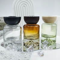 Diffuseur d'arômes rond en forme de vase, bouteille en verre blanc cristal avec base volcan, décoratif pour la maison et la voiture, flacon de parfum vide