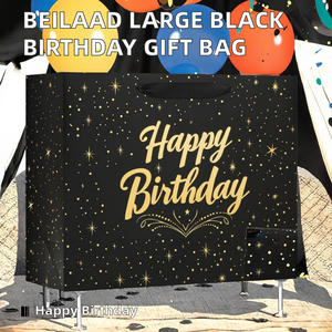 Sac cadeau <span class=keywords><strong>de</strong></span> luxe <span class=keywords><strong>pour</strong></span> anniversaire, papier kraft, carte <span class=keywords><strong>de</strong></span> vœux en papier <span class=keywords><strong>de</strong></span> soie, noir, taille moyenne, <span class=keywords><strong>pour</strong></span> <span class=keywords><strong>homme</strong></span>/femme, <span class=keywords><strong>fête</strong></span> d'anniversaire - Product Image 2