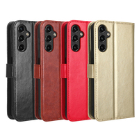 Étui en cuir à rabat pour Samsung Galaxy A17/A18/A25/A16/A15/A56/A55/A35/A37, texture Crazy Horse, avec fente pour cartes