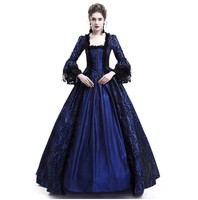 Robe longue médiévale Renaissance robe de reine costume de cosplay robes à col carré avec jupon S-XXXL