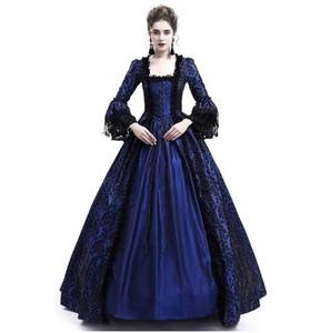Vestido largo renacentista Medieval, vestido <span class=keywords><strong>de</strong></span> Reina, disfraz <span class=keywords><strong>de</strong></span> Cosplay para fiesta, vestidos <span class=keywords><strong>de</strong></span> cuello cuadrado con enagua, - Product Image 4