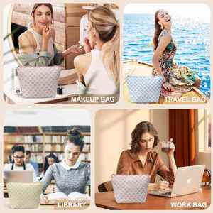 Bolsa de Maquillaje Grande de Lujo con Compartimentos, Borlas y Cuero Vegano, Fácil de Transportar, para Organización de Cosméticos y Cuidado de la Piel - Product Image 6