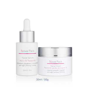 ขวดแก้วใส่เครื่องสำอางสีขาวด้านขนาด30มล. 50มล. กระปุกครีมบำรุงผิวบรรจุภัณฑ์เครื่องสำอางที่ว่างเปล่าพร้อมฝาสีเงินพิมพ์ลาย - Product Image 1