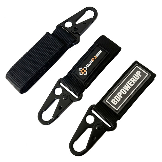 Outdoor Hiking Webbing Key Ring for Belt PVC Patch Carabiner Eagle Hook Tactical Short Lanyard Keychain