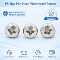 Boulon d'étanchéité à tête cylindrique Phillips en SUS304 personnalisé et durable # 8-32 # Vis étanches pour l'industrie, fabriquées en Chine, 10-24