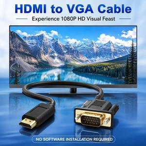 1080P <span class=keywords><strong>HDMI</strong></span> TO VGA อะแดปเตอร์สายเคเบิลชุบทองไม่มีความหน่วงตัว<span class=keywords><strong>แปลง</strong></span>ทองแดงเคลือบดีบุก PVC สำหรับแล็ปท็อปพีซีโปรเจคเตอร์จอภาพทีวี - Product Image 3