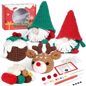 New Christmas Themed Crochet Stuffed Animals <b>Kit</b> for <b>Beginners</b> Kids' Gifts Needle Creations Yarn - Product Image 1