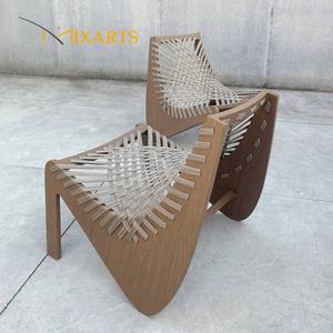 Elegante Silla de Exterior de Madera Tejida de Grado Comercial, Asientos Modernos para Patio, Jardín y Terraza, Muebles de Exterior - Product Image 2